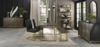 Dark Oak Open Shelving Display Unit Brass Metal Frame - Home Furniture Interiors