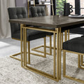 Dark Oak 4 to 6 Seater Extending Dining Table Brass Base