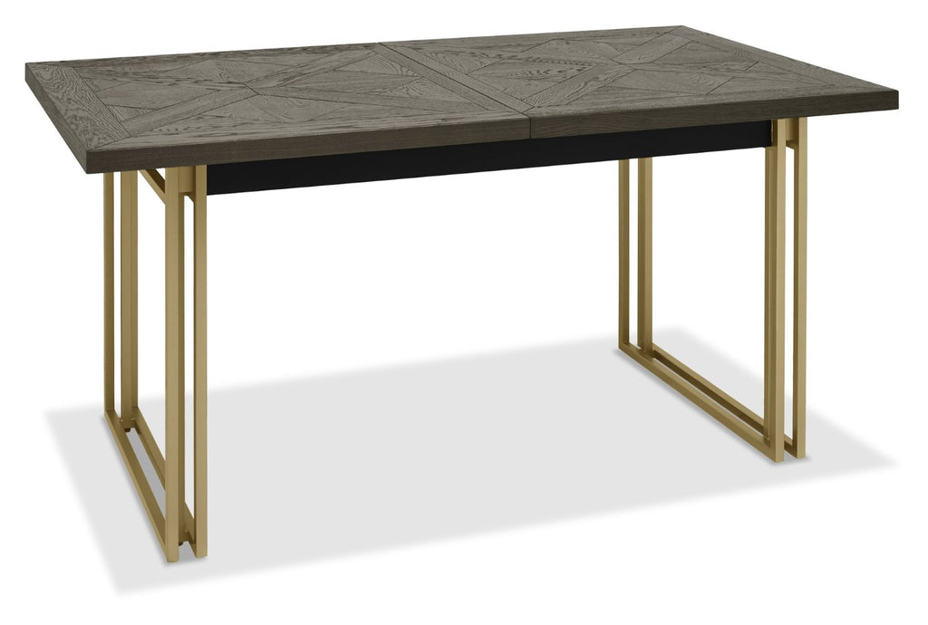 Dark Oak 4 to 6 Seater Extending Dining Table Brass Base - Home Furniture Interiors