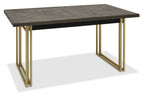 Dark Oak 4 to 6 Seater Extending Dining Table Brass Base - Home Furniture Interiors