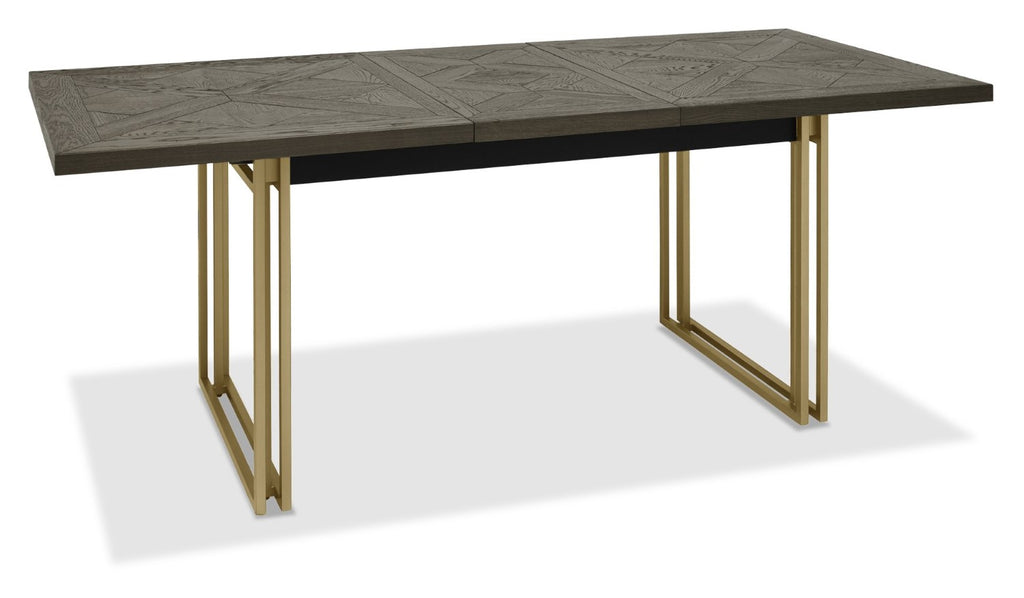 Dark Oak 4 to 6 Seater Extending Dining Table Brass Base - Home Furniture Interiors