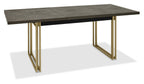 Dark Oak 4 to 6 Seater Extending Dining Table Brass Base - Home Furniture Interiors