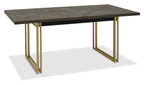 Dark Oak Large Extending Dining Table with Brass Metal Base - Home Furniture Interiors