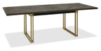 Dark Oak Large Extending Dining Table with Brass Metal Base - Home Furniture Interiors