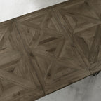 Dark Oak Large Extending Dining Table with Brass Metal Base - Home Furniture Interiors