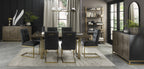 Dark Oak Large Extending Dining Table with Brass Metal Base - Home Furniture Interiors