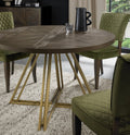 Dark Oak Medium 4 Seater Round Dining Table with Brass Base