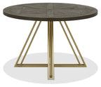 Dark Oak Medium 4 Seater Round Dining Table with Brass Base - Home Furniture Interiors