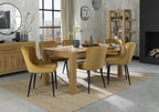 Light Oak Dining Table Set 6 Yellow Velvet Chairs