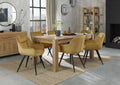 Light Oak Extending Dining Set 6 Yellow Velvet Fabric Chairs