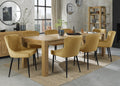Oak Large Extending Dining Table Set 8 Yellow Velvet Chairs