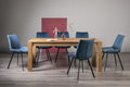Light Oak Extending Dining Table Set 8 Blue Velvet Chairs