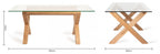 Clear Glass Table X Oak Legs 6 Blue Velvet Chairs Dining Set - Home Furniture Interiors