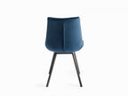 Clear Glass Table X Oak Legs 6 Blue Velvet Chairs Dining Set - Home Furniture Interiors