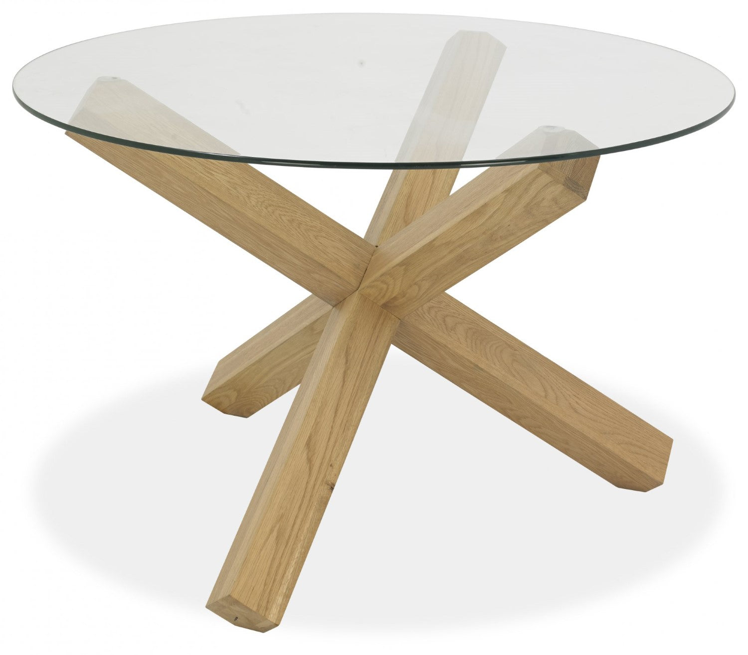 Glass Round Dining Table Set Oak Legs 4 Blue Velvet Chairs - Home Furniture Interiors