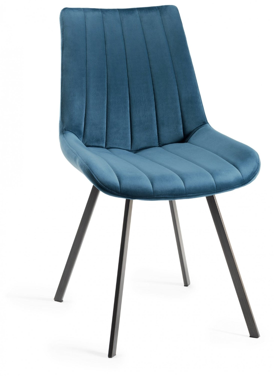 Clear Glass Small Round Dining Set 4 Blue Velvet Chairs - Home Furniture Interiors