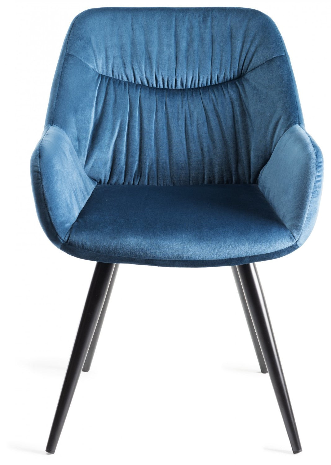 Clear Glass Round Dining Set 4 Blue Velvet Chairs - Home Furniture Interiors