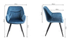 Clear Glass Round Dining Set 4 Blue Velvet Chairs - Home Furniture Interiors