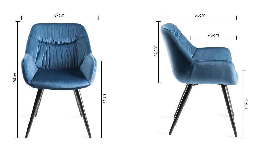 Clear Glass Round Dining Set 4 Blue Velvet Chairs - Home Furniture Interiors