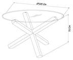 Oak Glass Top Round Dining Table Set 4 Grey Velvet Chairs - Home Furniture Interiors