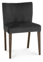 Oak Glass Top Round Dining Table Set 4 Grey Velvet Chairs - Home Furniture Interiors