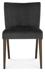 Oak Glass Top Round Dining Table Set 4 Grey Velvet Chairs - Home Furniture Interiors