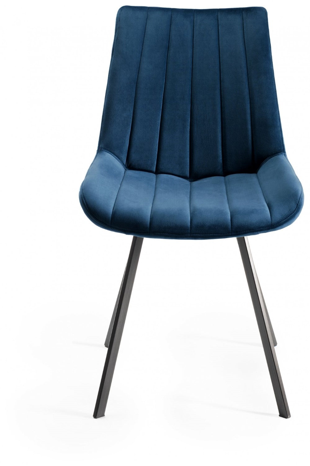 Clear Glass Small Round Dining Set 4 Blue Velvet Chairs - Home Furniture Interiors