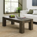 Large Fumed Dark Oak Low Coffee Table Chunky Legs