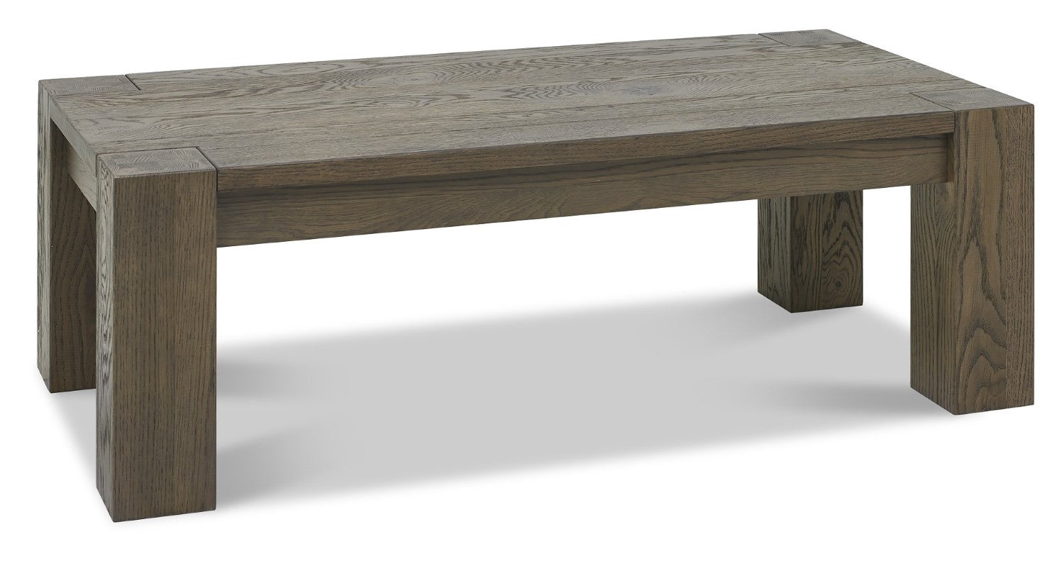 Large Fumed Dark Oak Low Coffee Table Chunky Legs - Home Furniture Interiors