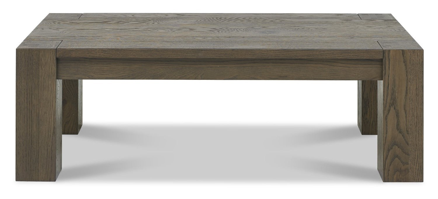 Large Fumed Dark Oak Low Coffee Table Chunky Legs - Home Furniture Interiors