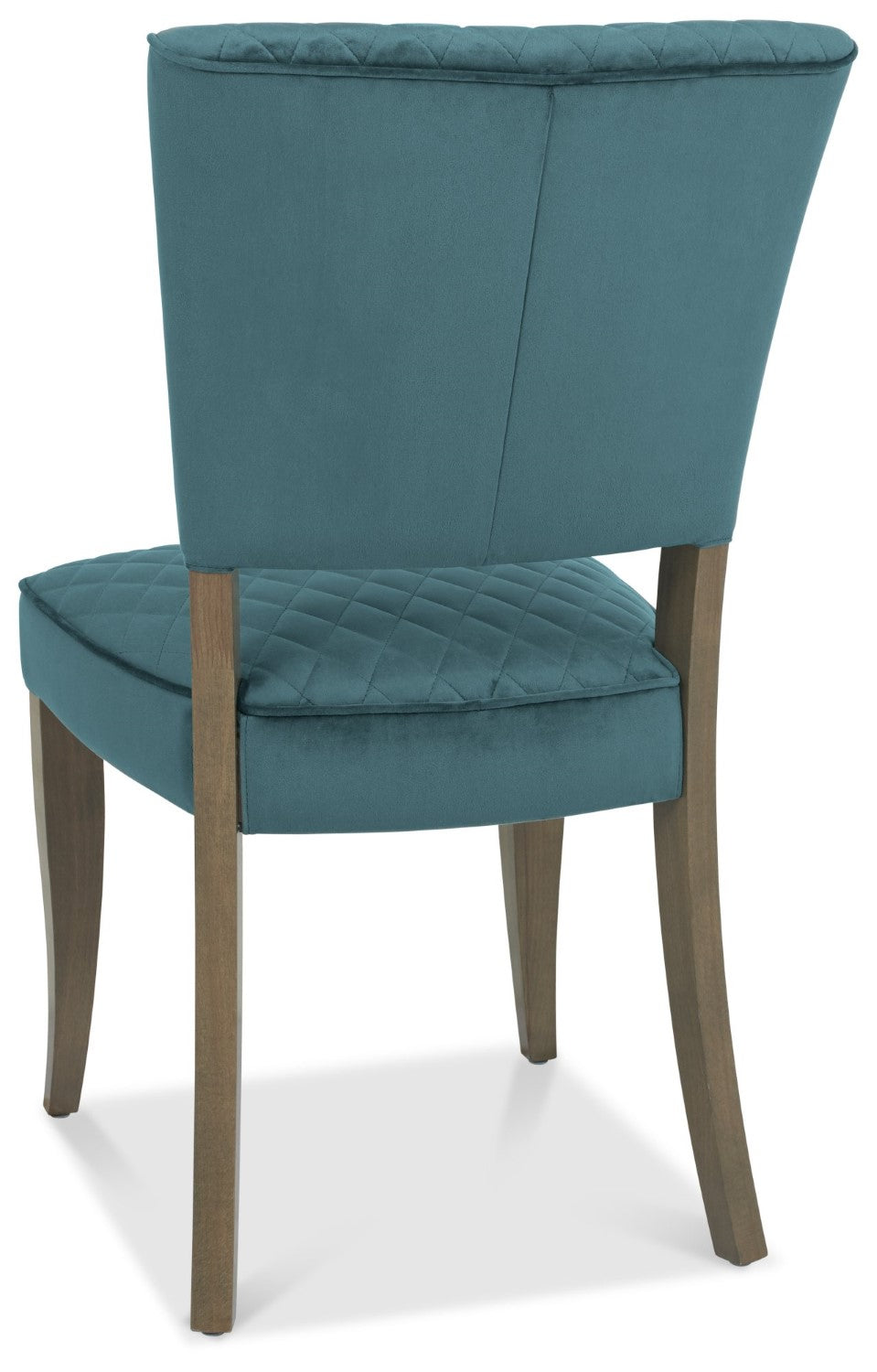Dark Oak Blue Velvet Fabric Curved Design Dining Chair - Home Furniture Interiors