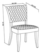 Dark Oak Blue Velvet Fabric Curved Design Dining Chair - Home Furniture Interiors