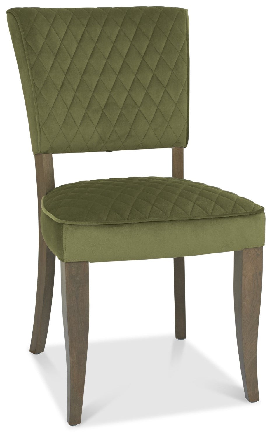 Dark Oak Light Green Velvet Fabric Curved Dining Chair - Home Furniture Interiors