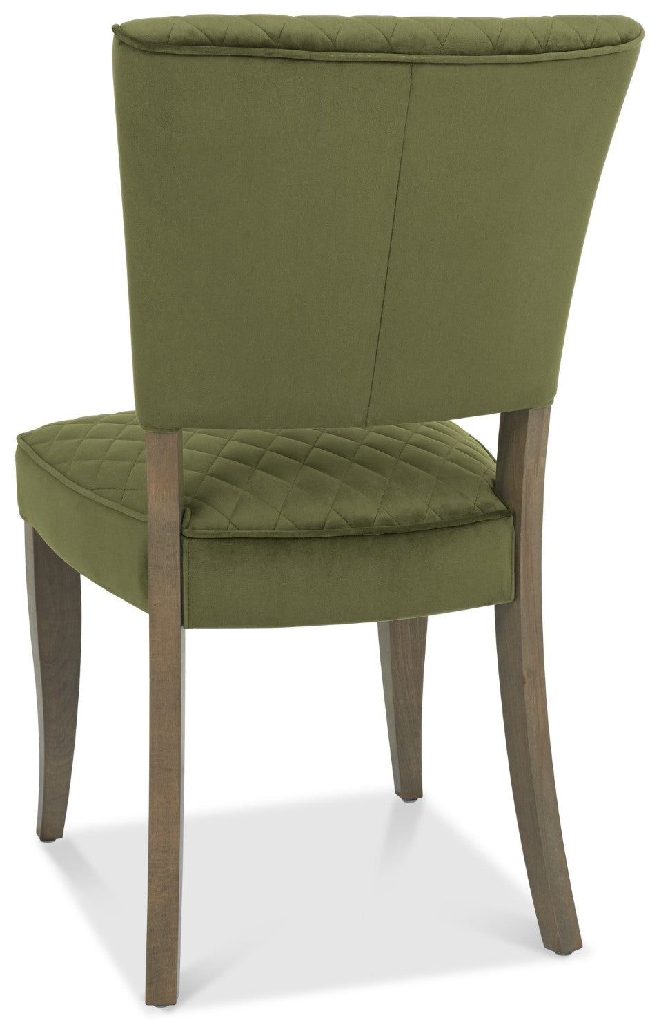 Dark Oak Light Green Velvet Fabric Curved Dining Chair - Home Furniture Interiors