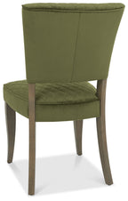 Dark Oak Light Green Velvet Fabric Curved Dining Chair - Home Furniture Interiors