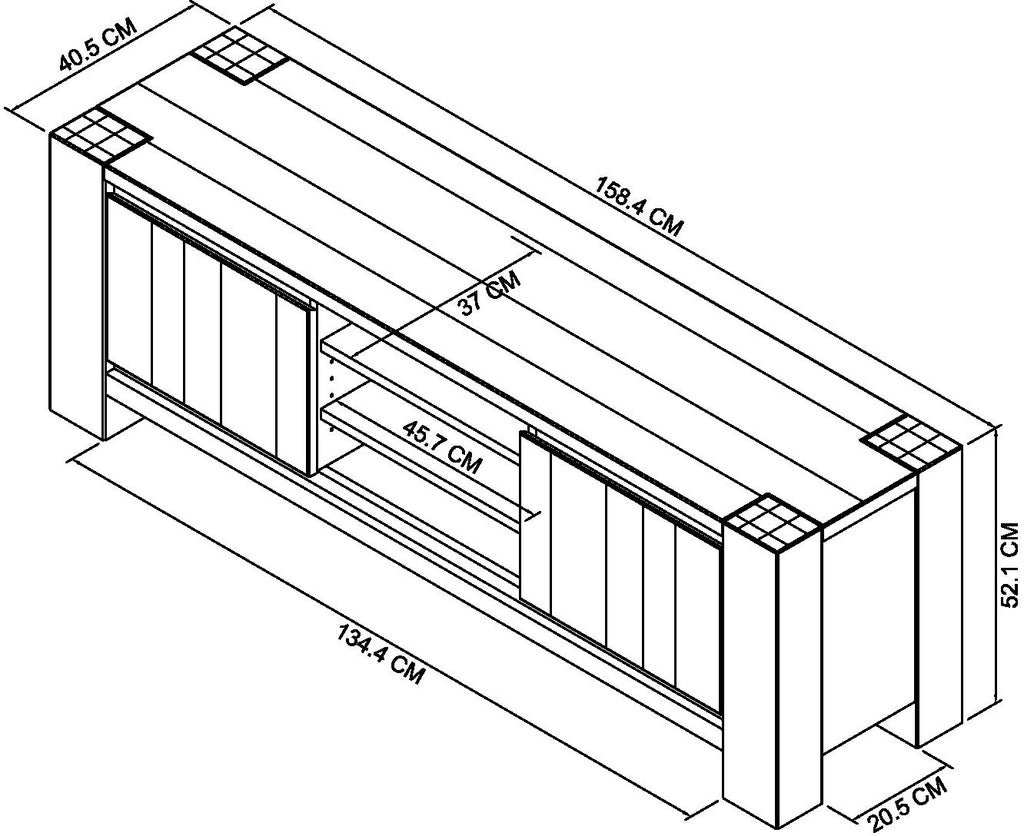 Large Wide Dark Oak TV Unit 2 Doors - Home Furniture Interiors