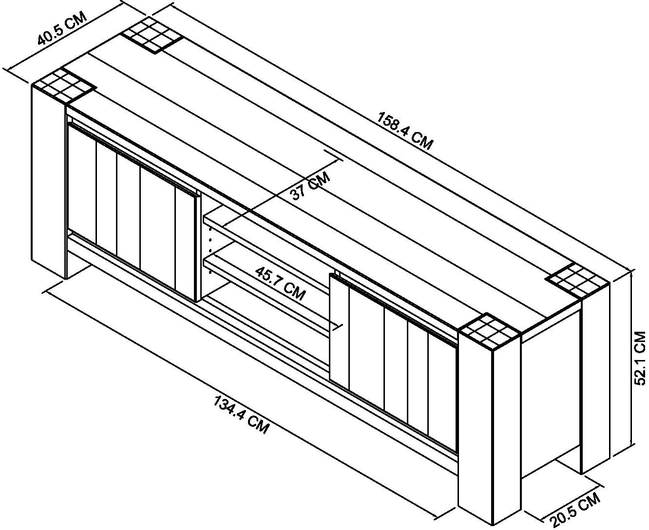 Large Wide Dark Oak TV Unit 2 Doors - Home Furniture Interiors