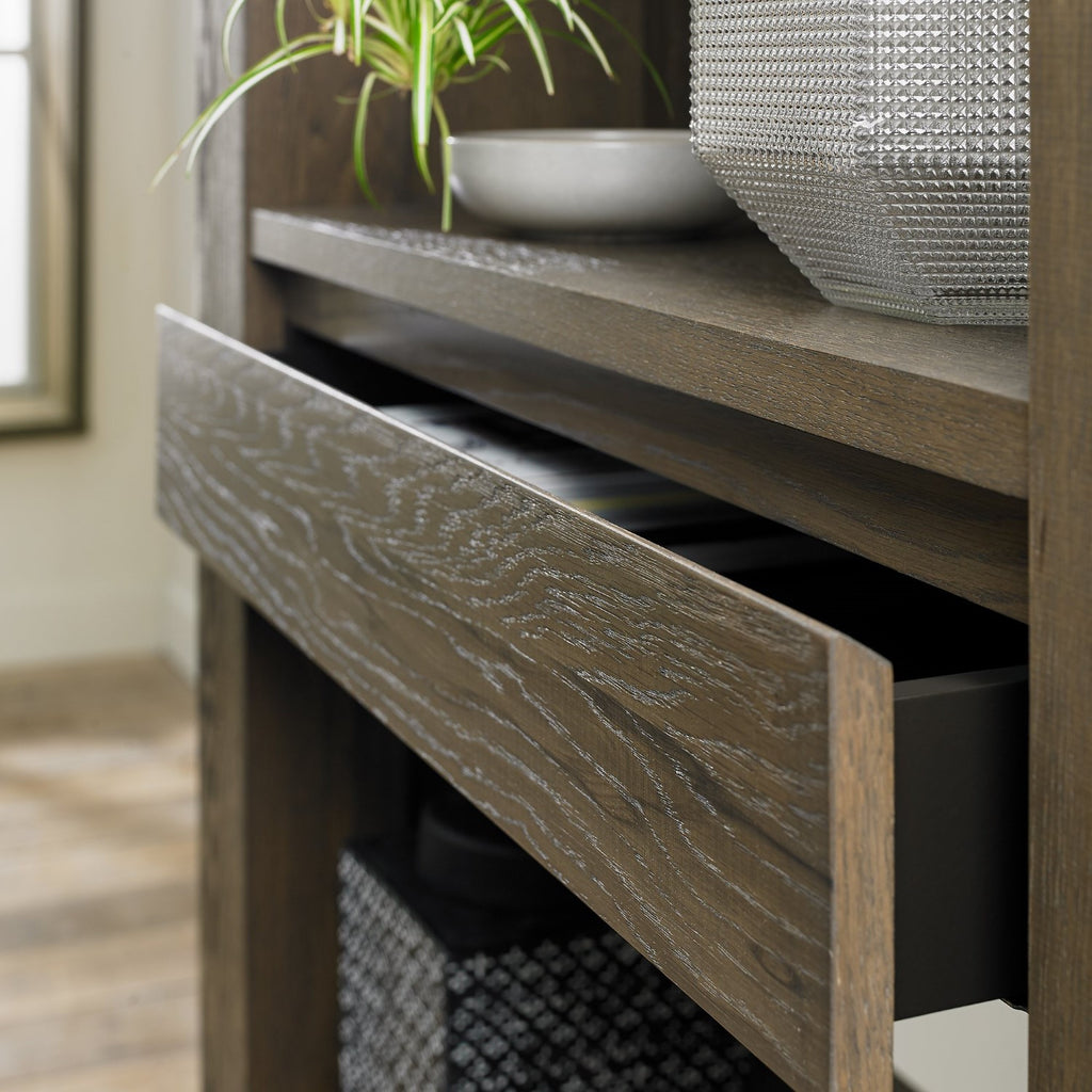 Fumed Dark Oak Open Display Bookcase Shelving Unit - Home Furniture Interiors