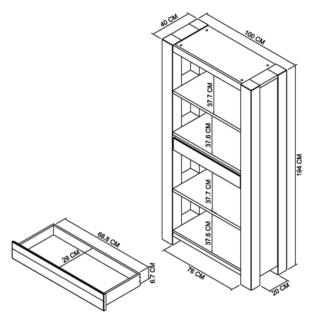 Fumed Dark Oak Open Display Bookcase Shelving Unit - Home Furniture Interiors