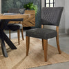 Rustic Oak Dining Chair Grey Diamond Fabric