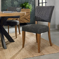 Rustic Oak Dining Chair Grey Diamond Fabric