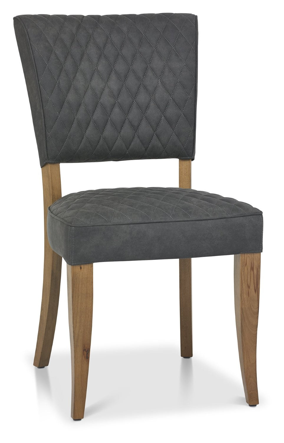 Rustic Oak Dining Chair Grey Diamond Fabric - Home Furniture Interiors