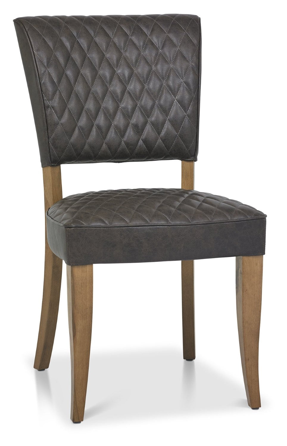 Rustic Oak Dark Grey Vintage Leather Dining Chair - Home Furniture Interiors