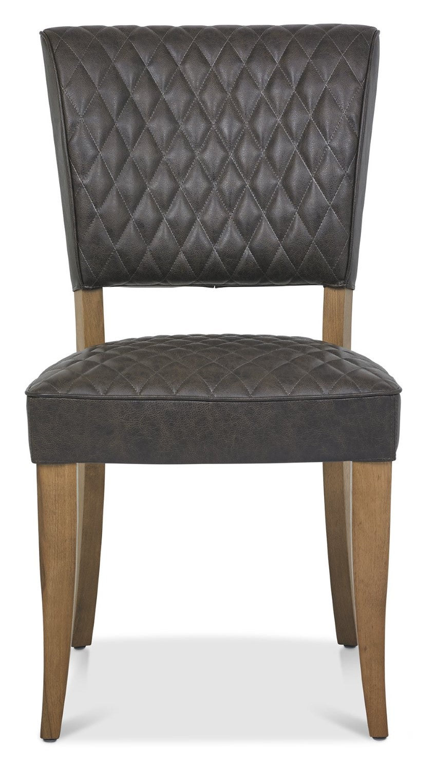 Rustic Oak Dark Grey Vintage Leather Dining Chair - Home Furniture Interiors