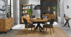 Rustic Oak Dark Grey Vintage Leather Dining Chair - Home Furniture Interiors
