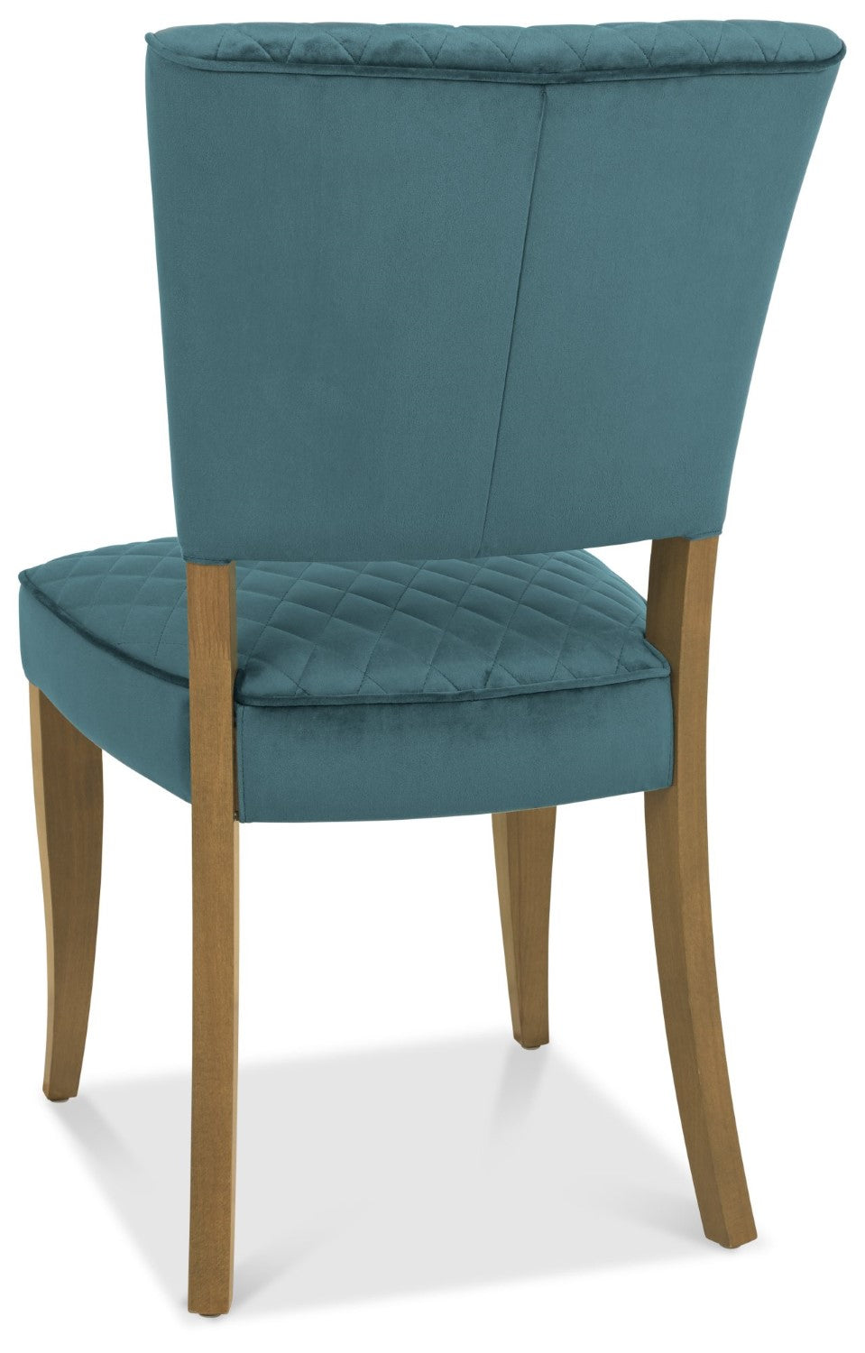 Blue Velvet Fabric Dining Chair Rustic Oak Legs - Home Furniture Interiors