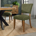 Green Velvet Fabric Dining Chair with Rustic Oak Legs