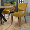 Mustard Yellow Velvet Fabric Dining Chair Rustic Oak Legs