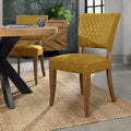Mustard Yellow Velvet Fabric Dining Chair Rustic Oak Legs