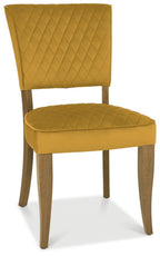 Mustard Yellow Velvet Fabric Dining Chair Rustic Oak Legs - Home Furniture Interiors